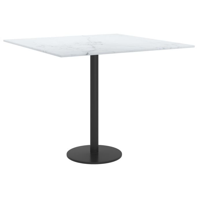 Dessus de table Blanc 50x50cm 6mm Verre trempé et design marbre - Photo n°2