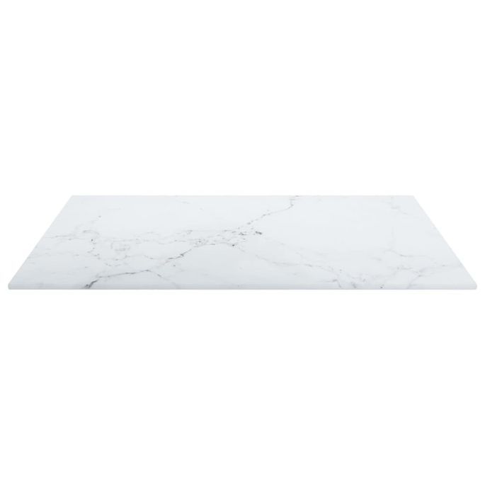 Dessus de table Blanc 50x50cm 6mm Verre trempé et design marbre - Photo n°4