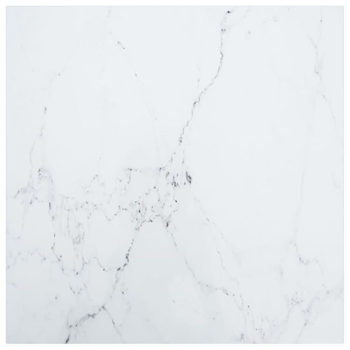 Dessus de table Blanc 60x60cm 6mm Verre trempé et design marbre - Photo n°1