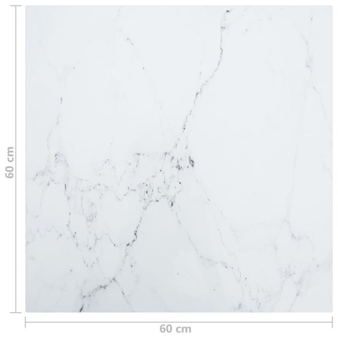 Dessus de table Blanc 60x60cm 6mm Verre trempé et design marbre - Photo n°5