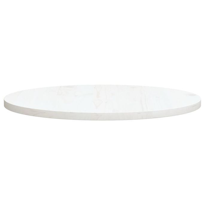 Dessus de table Blanc Ø70x2,5 cm Bois de pin massif - Photo n°2