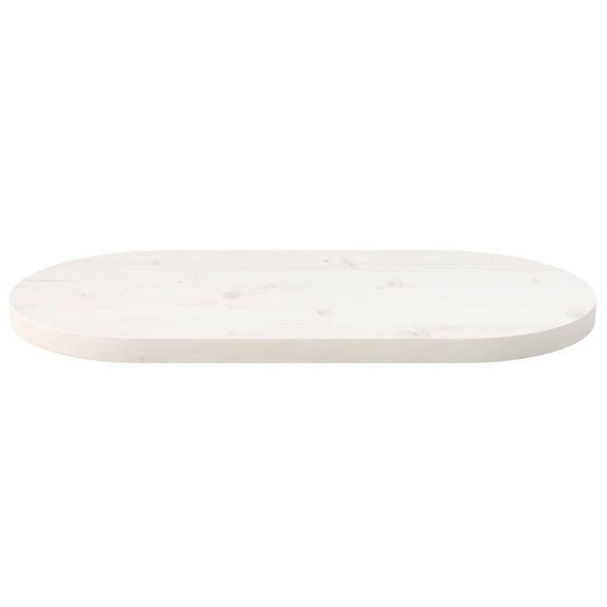 Dessus de table blanc 80x40x2,5 cm bois de pin massif ovale - Photo n°3