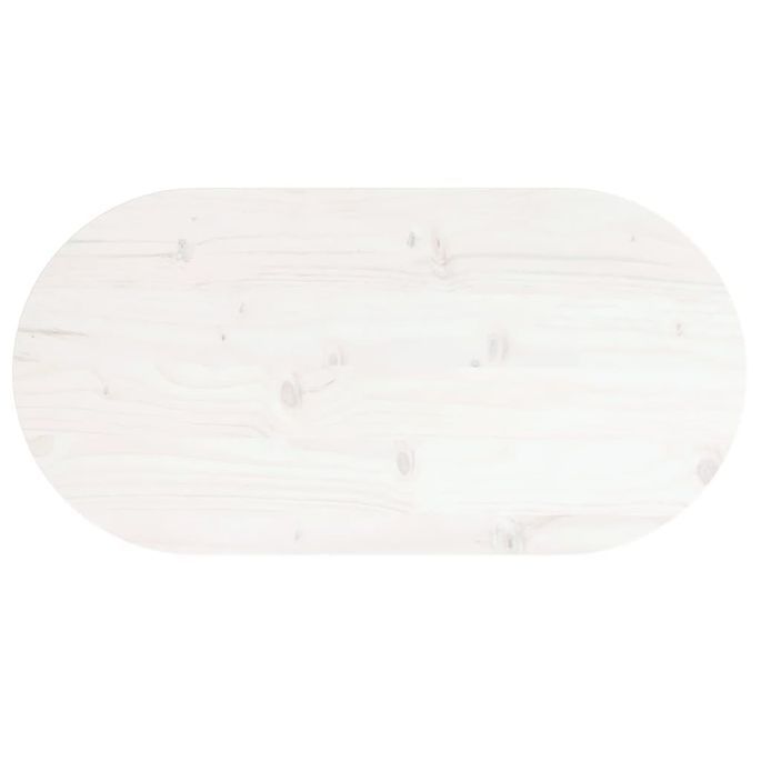 Dessus de table blanc 80x40x2,5 cm bois de pin massif ovale - Photo n°4