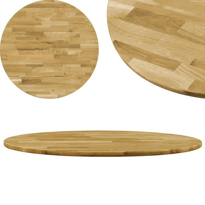 Dessus de table Bois de chêne massif Rond 23 mm 700 mm - Photo n°2