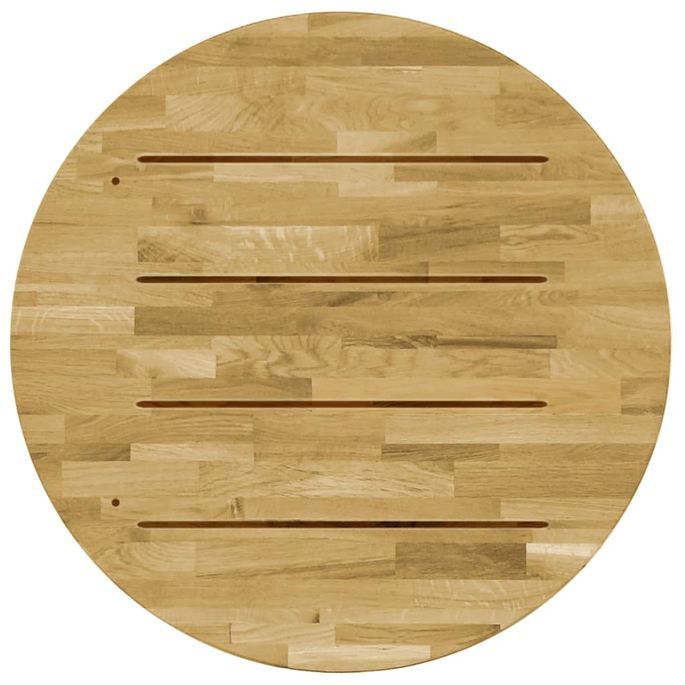 Dessus de table Bois de chêne massif Rond 23 mm 700 mm - Photo n°1