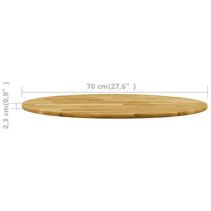 Dessus de table Bois de chêne massif Rond 23 mm 700 mm - Photo n°5