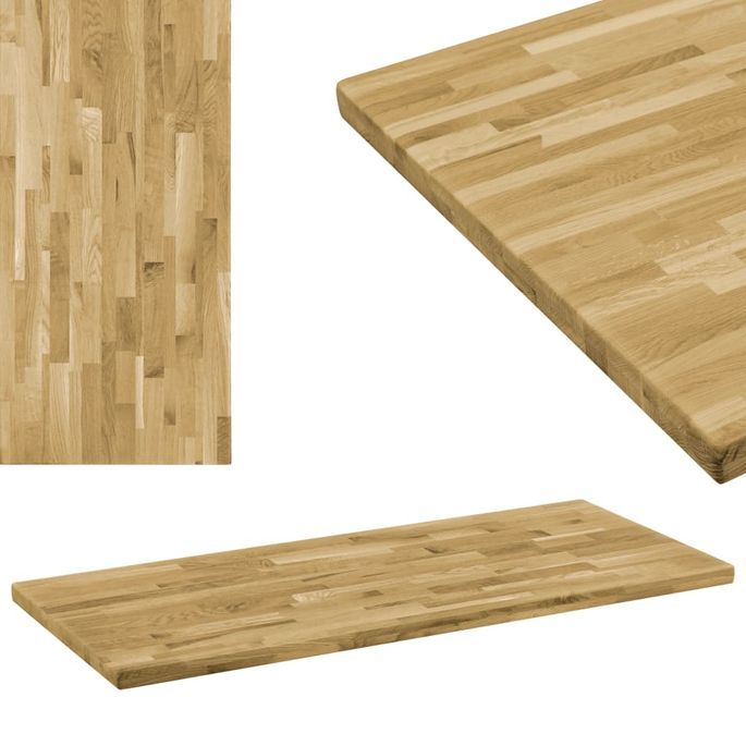 Dessus de table Bois de chêne Rectangulaire 44 mm 120x60 cm - Photo n°1