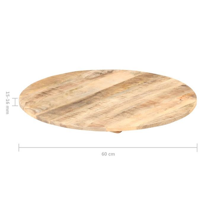 Dessus de table Bois de manguier solide Rond 15-16 mm 60 cm - Photo n°3