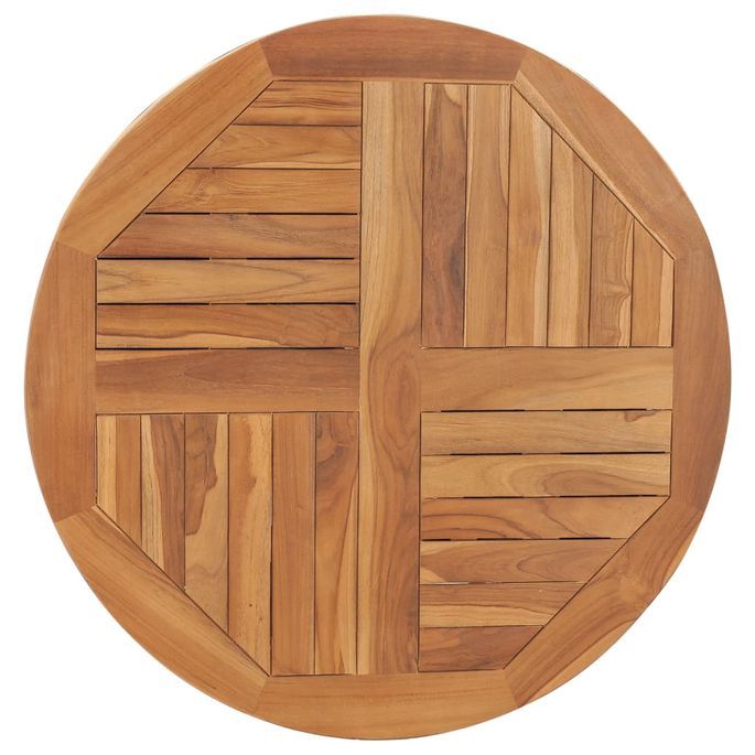 Dessus de table Bois de teck solide Rond 2,5 cm 80 cm - Photo n°3