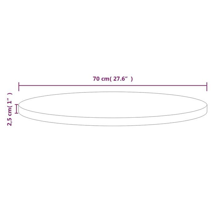Dessus de table Marron Ø70x2,5 cm Bois de pin massif - Photo n°5