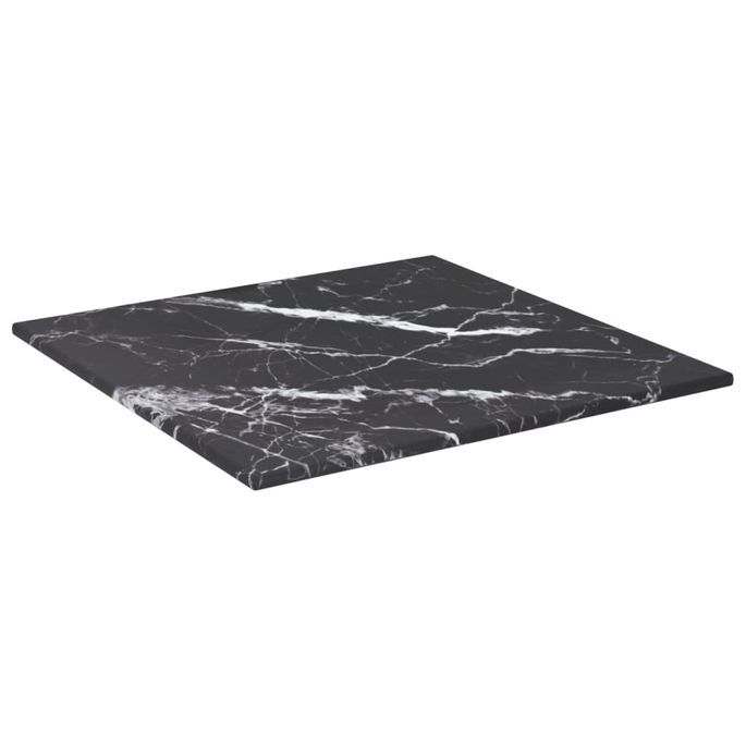 Dessus de table Noir 30x30 cm 6mm Verre trempé et design marbre - Photo n°3