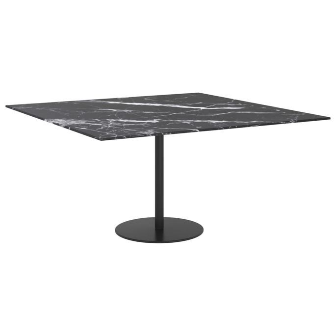 Dessus de table Noir 80x80 cm 6mm Verre trempé et design marbre - Photo n°2