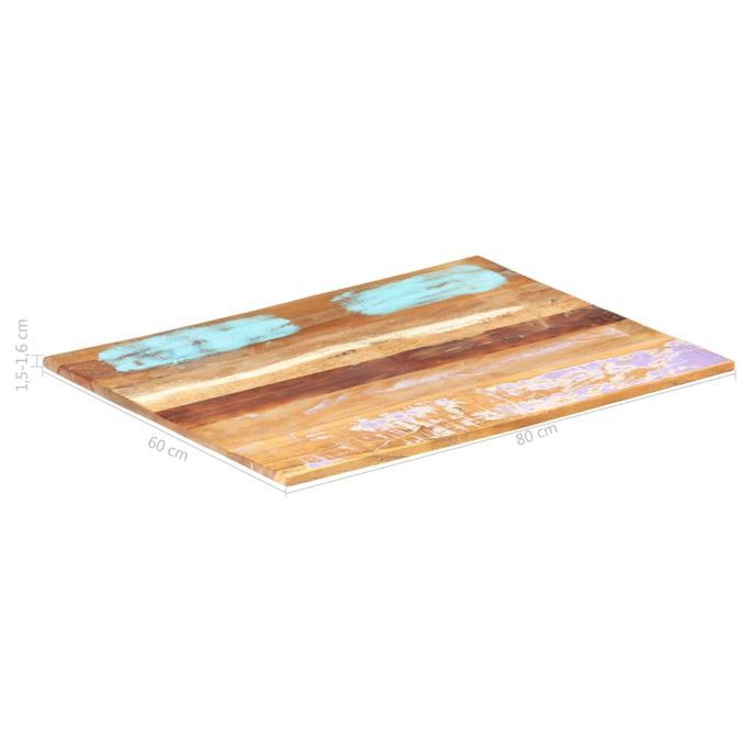 Dessus de table rectangulaire 60x80 cm 15-16 mm Bois récupéré - Photo n°6