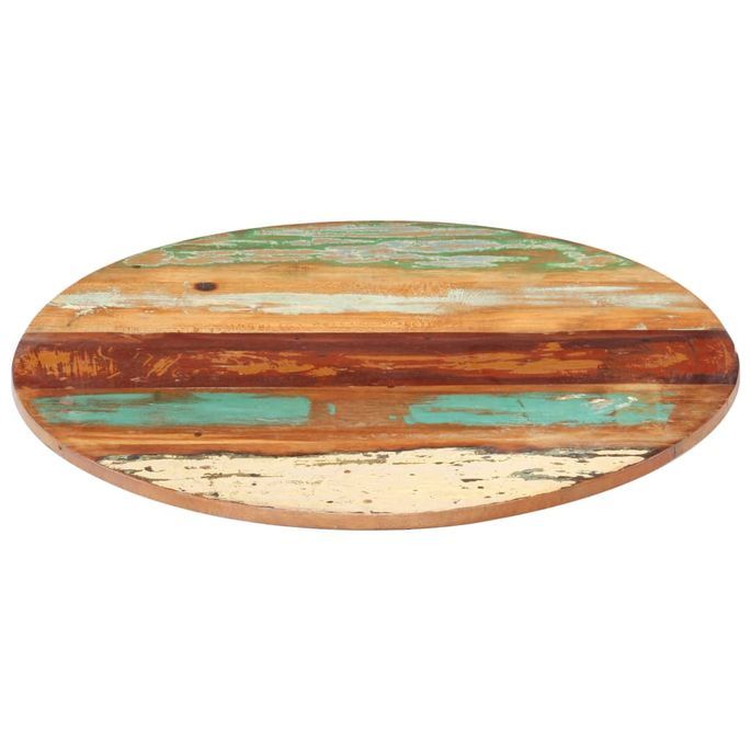 Dessus de table rond 40 cm 15-16 mm Bois de récupération solide - Photo n°2