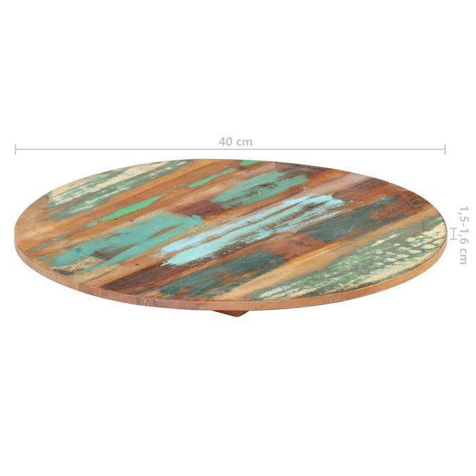 Dessus de table rond 40 cm 15-16 mm Bois de récupération solide - Photo n°6
