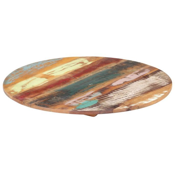 Dessus de table rond 40 cm 15-16 mm Bois de récupération solide - Photo n°9