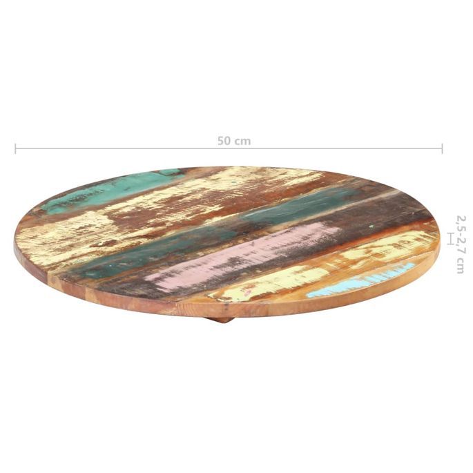 Dessus de table rond 50 cm 25-27 mm Bois de récupération solide - Photo n°6