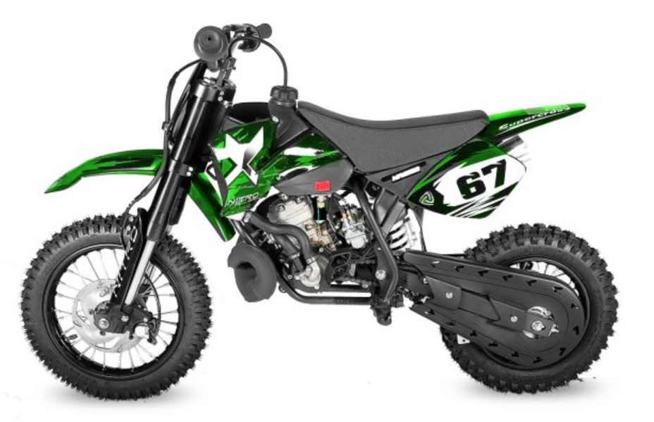 NRG50 49cc vert 12/10 Moto cross enfant moteur 9cv kick starter