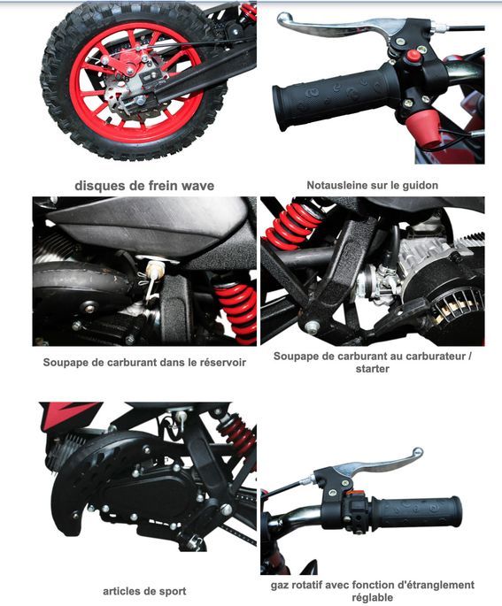 Dirt Bike enfant 49cc Sport 10/10 noir - 50 km/h - Photo n°4
