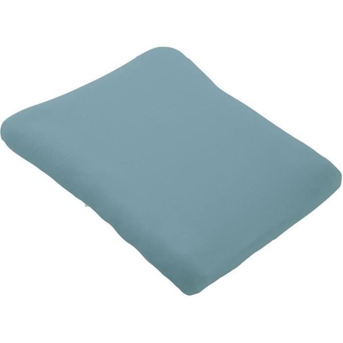 Domiva Lot 2 Housses de matelas a langer - 50 x 75 cm - Eponge polycoton - Blanc/Nile - Photo n°2