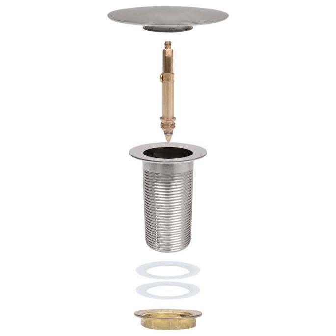 Drain à poussoir avec débordement Argenté 6,4x6,4x9,1 cm - Photo n°7