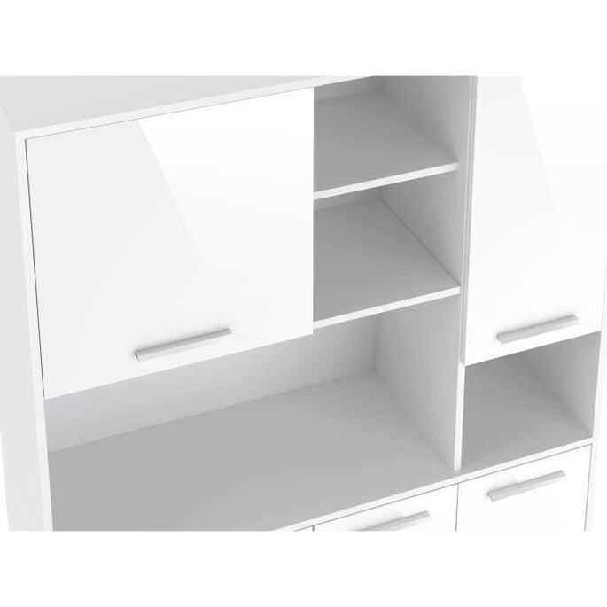 Buffet de cuisine L 120 cm - Blanc brillant - Photo n°6
