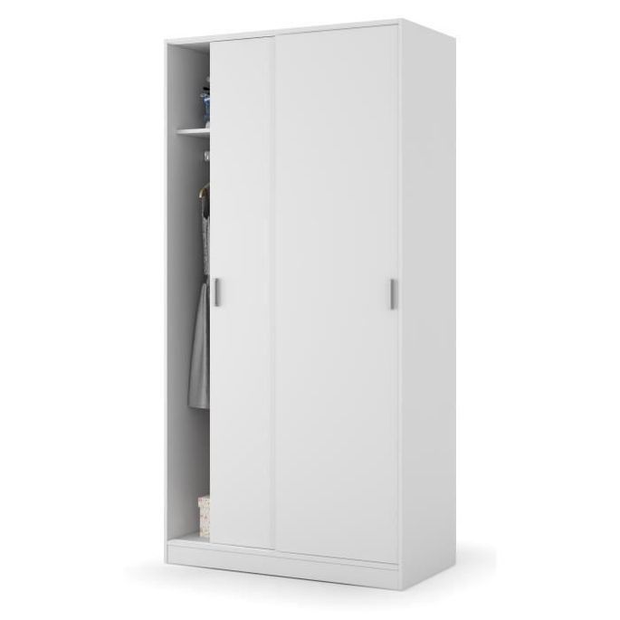 ELENA Armoire de chambre style contemporain blanc mat L 100 cm LesTendances.fr