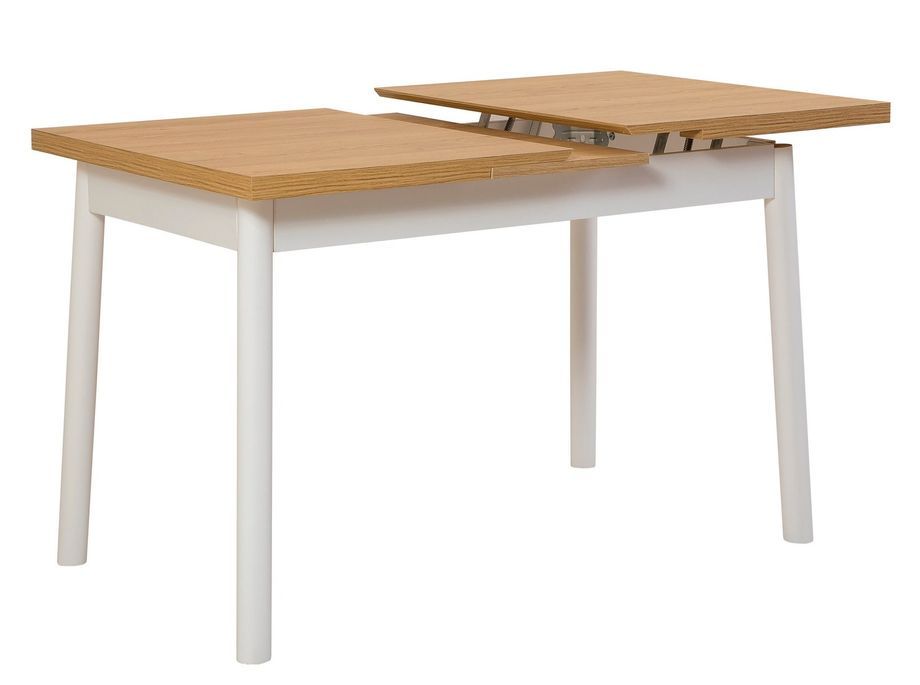 Ensemble 1 table extensible 4 chaises 1 banc bois naturel et blanc Kontante - Photo n°5