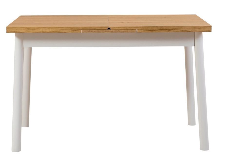 Ensemble 1 table extensible 4 chaises 1 banc bois naturel et blanc Kontante - Photo n°7