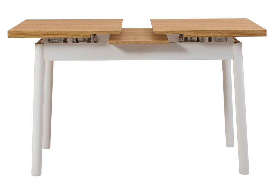 Ensemble 1 table extensible et 4 chaises bois naturel et blanc Kontante - Photo n°9
