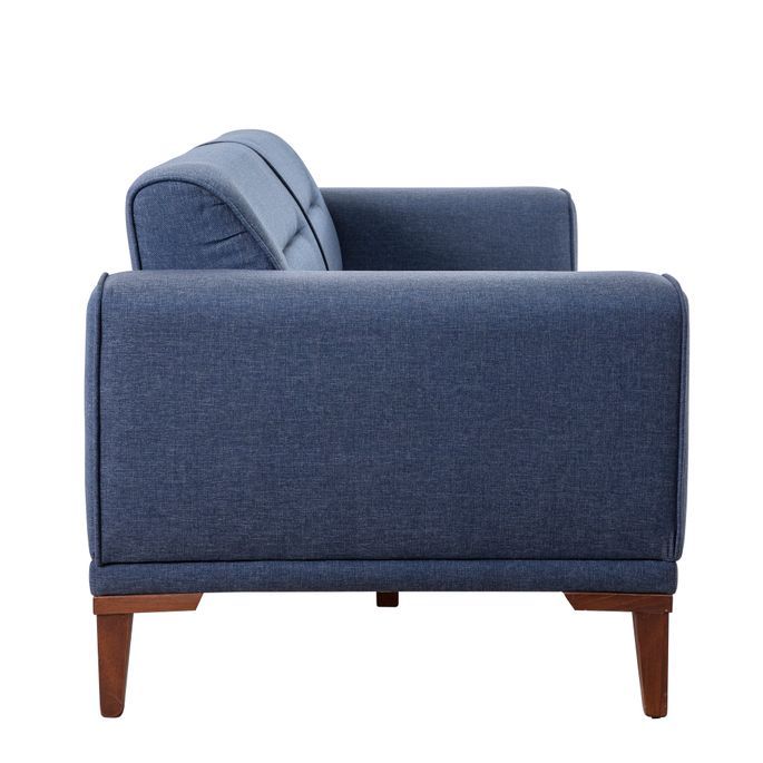 Ensemble Canapé 3 places convertible et 1 fauteuil tissu bleu Brika - Photo n°7