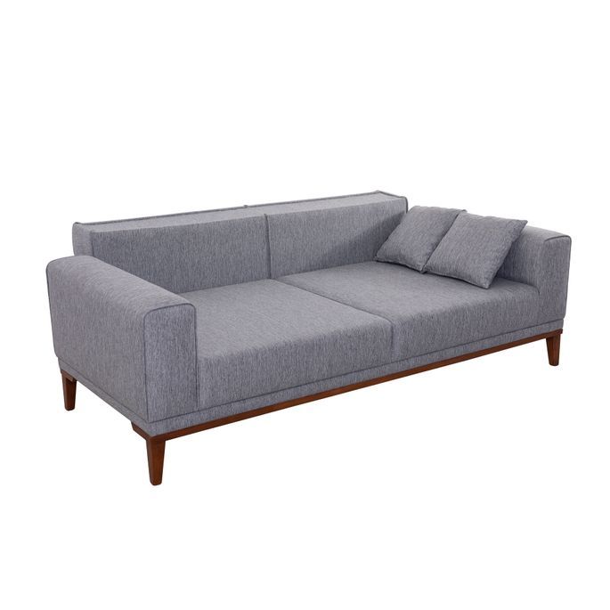 Ensemble Canapé 3 places convertible et 1 fauteuil tissu gris Brika - Photo n°9