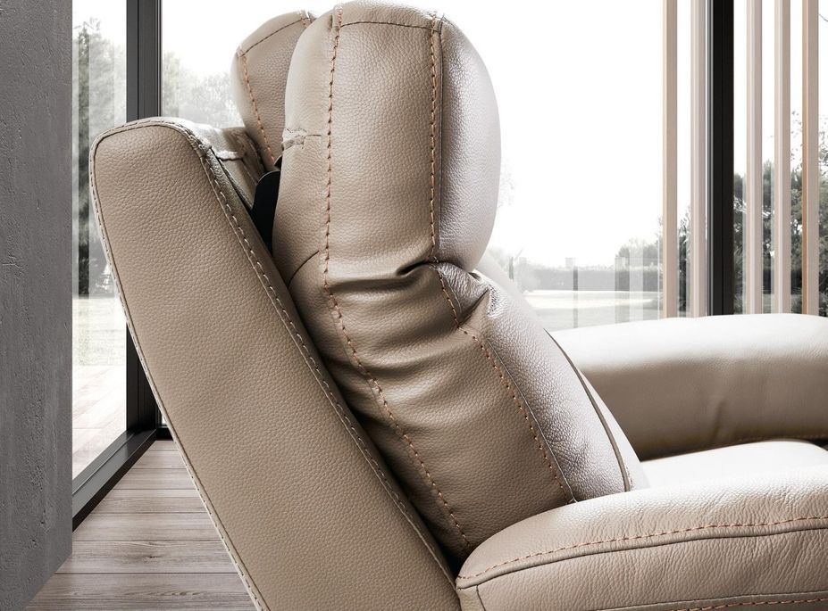 Ensemble canapé de relaxation 3 places électrique 2 places electrique cuir beige Ducka - Photo n°5