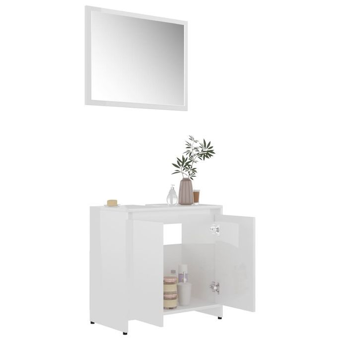 Ensemble de meubles de bain 3 pcs Blanc brillant 6 - Photo n°5