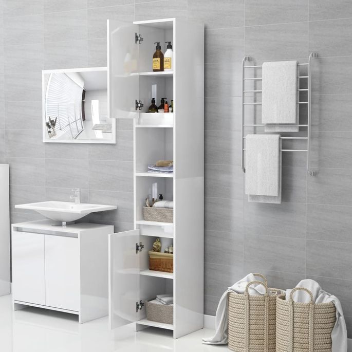 Ensemble de meubles de bain 3 pcs Blanc brillant 6 - Photo n°7