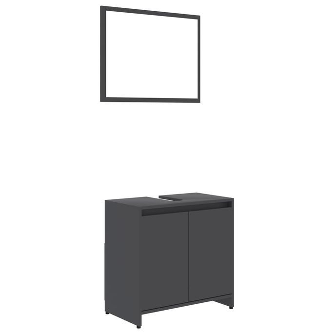 Ensemble de meubles de salle de bain 3 pcs Gris 6 - Photo n°10