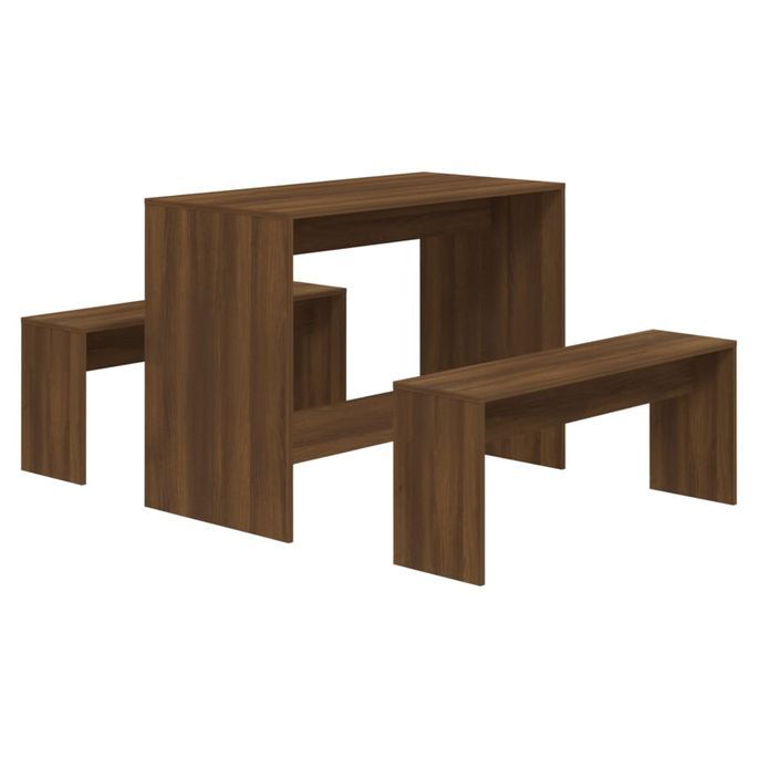Ensemble de salle à manger 3 pcs Chêne marron - Photo n°2