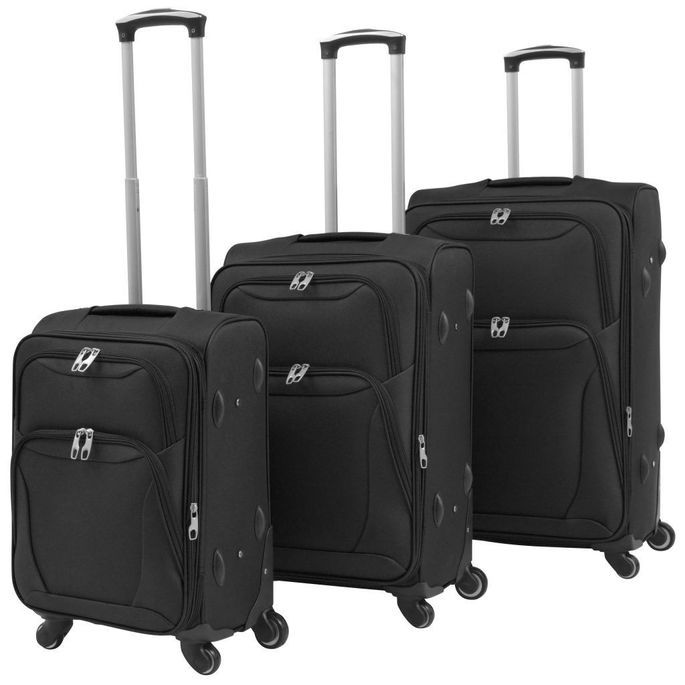 Ensemble de valises souples 3 pcs Noir - Photo n°1
