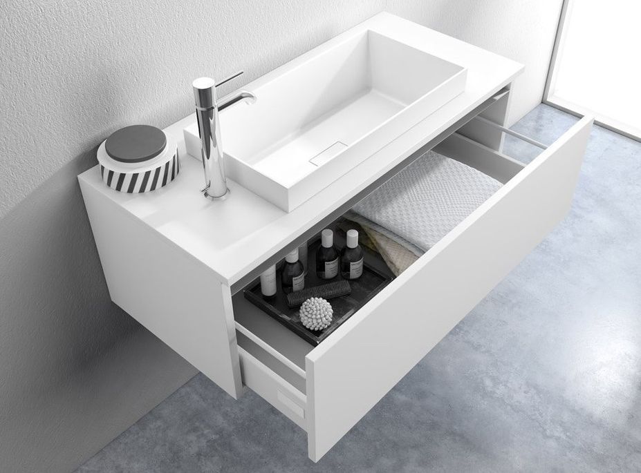 Design Italie - Ensemble meuble de salle de bain 1 tiroir laqué blanc