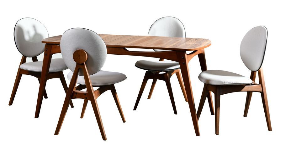 Ensemble table à manger bois de chêne et 4 chaises Glory 160 cm - Photo n°1