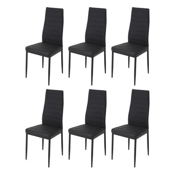 Ensemble Table a manger L 140 x P 80 cm + 6 chaises - Métal - Plateau en verre trempé - JIM - Photo n°3