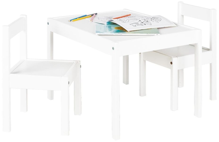 Ensemble table chaises enfant design lapin scandinave bois pin MDF blanc