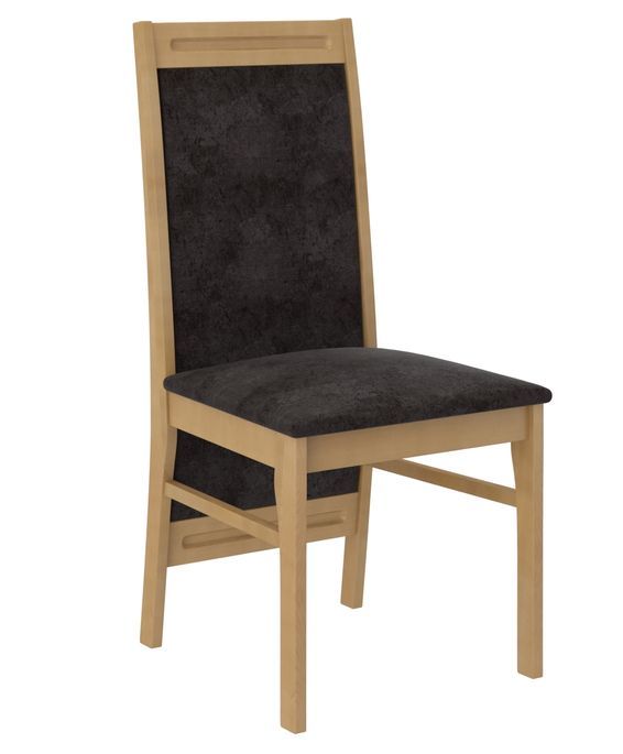 Ensemble table extensible 140/180 cm et 6 chaises en bois de hêtre et tissu gris foncé Komba - Photo n°5