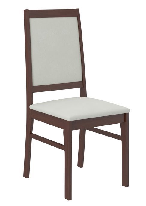 Ensemble table extensible 140/180 cm et 6 chaises en bois Noyer foncé et tissu beige clair Klarika - Photo n°5