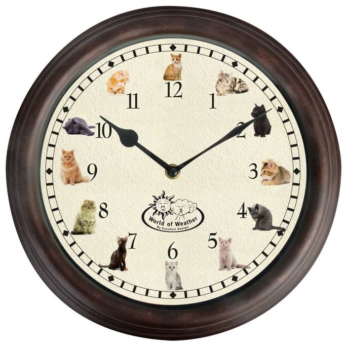 Esschert Design Horloge avec sons de chat - Photo n°1