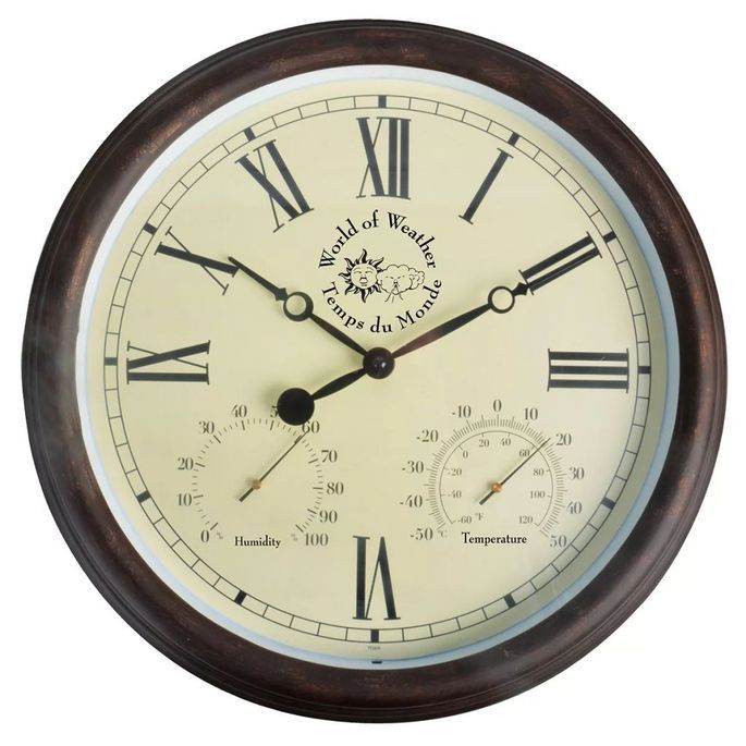 Esschert Design Horloge de station avec thermo-hygromètre 30,5 cm TF009 - Photo n°2