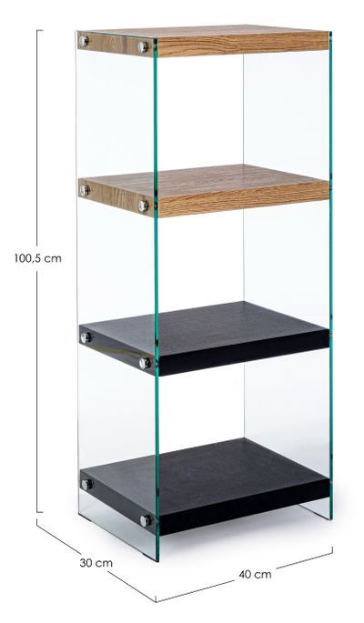 Etagère en MDF et verre trempé 4 niveaux Lina - Lot de 2 - Photo n°3