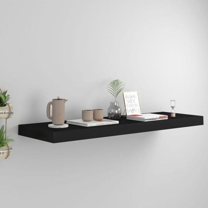 Étagère murale flottante Noir 80x23,5x3,8 cm MDF - Photo n°2