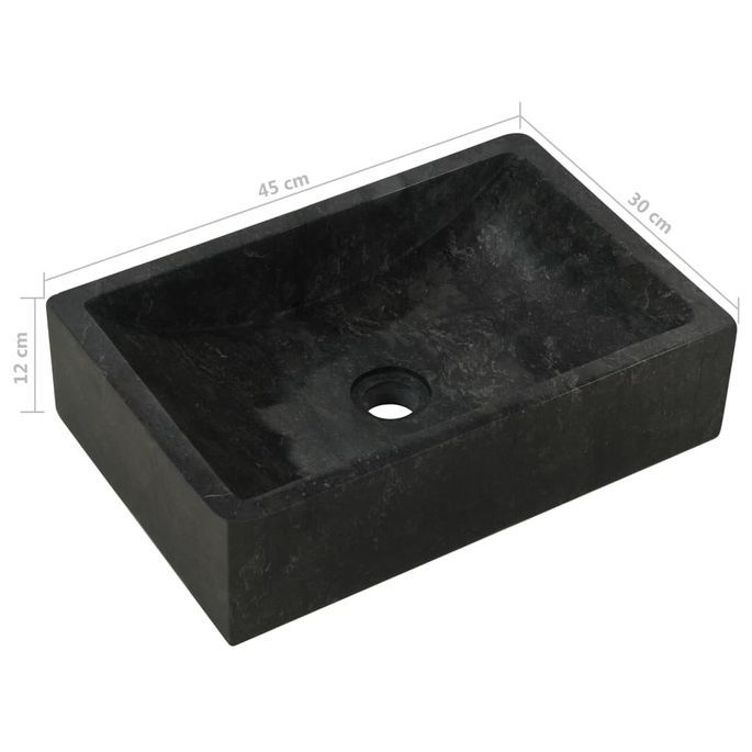 Évier 45 x 30 x 12 cm Marbre Noir - Photo n°8