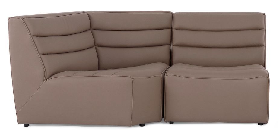 Fauteuil d'angle en polyester effet cuir marron Olivia - Photo n°2